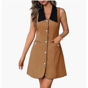 Button Down Sleeveless Mini Dress, Size Medium, 15H-128D007-2